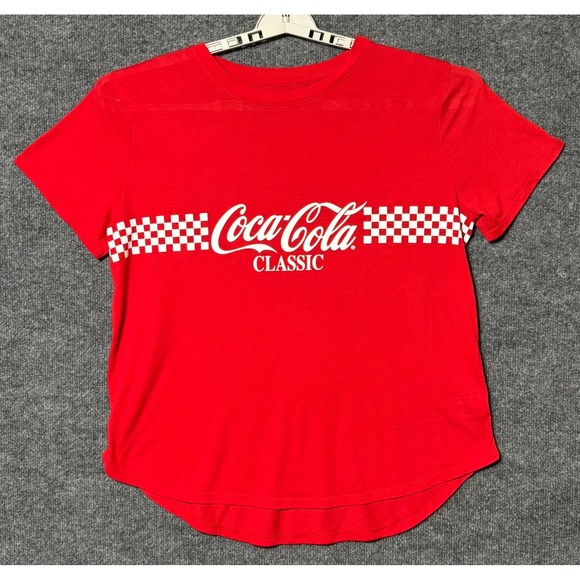 Coca-Cola Women 3XL T-Shirt Red Classic Logo Checkered Graphic
